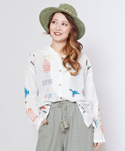 Embroidered Breathable Cotton Shirt