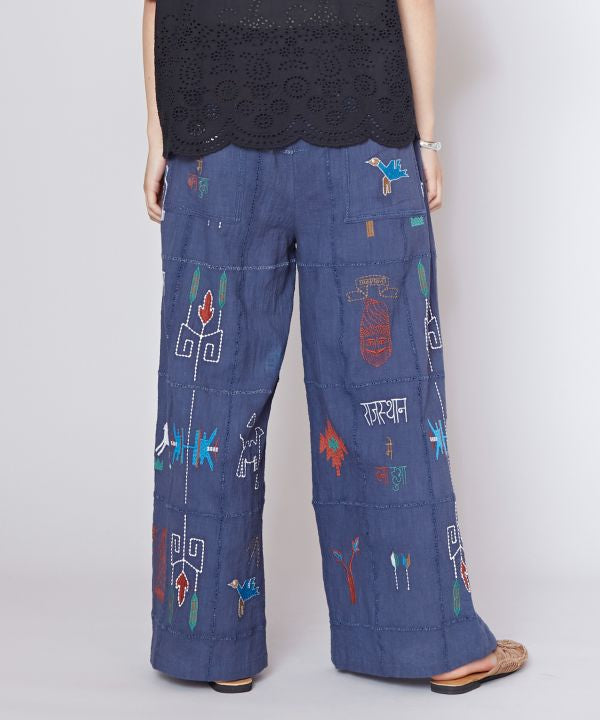 Embroidered Breathable Cotton Pants