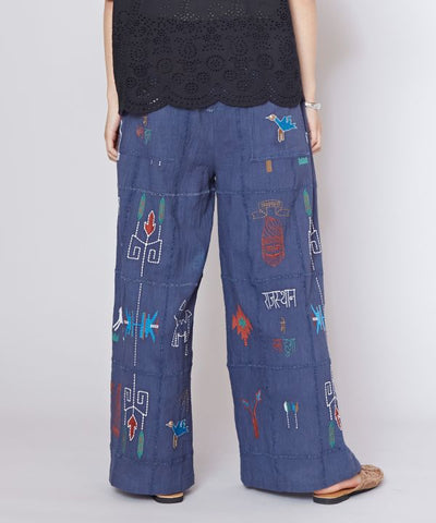 Embroidered Breathable Cotton Pants