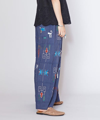 Embroidered Breathable Cotton Pants
