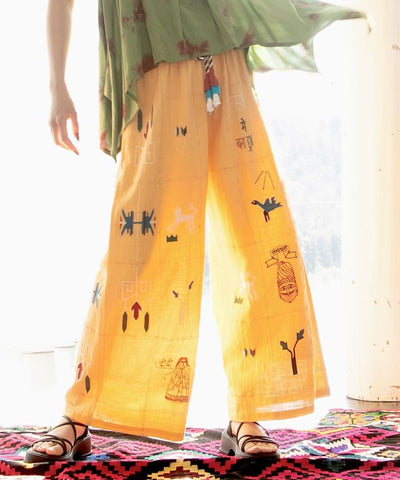 Embroidered Breathable Cotton Pants