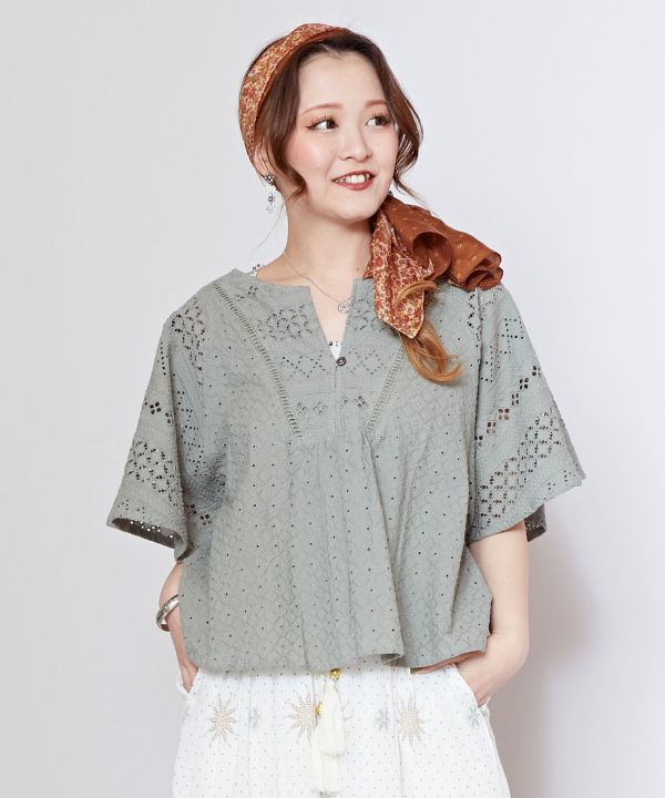 Schiffli Embroidered Lace Blouse