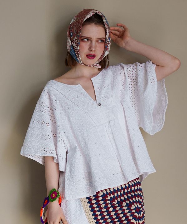 Schiffli Embroidered Lace Blouse