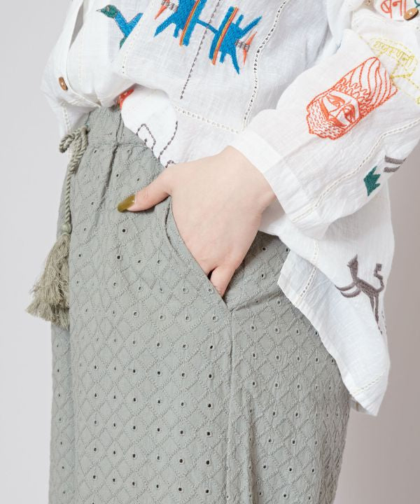 Schiffli Embroidered Lace Pants