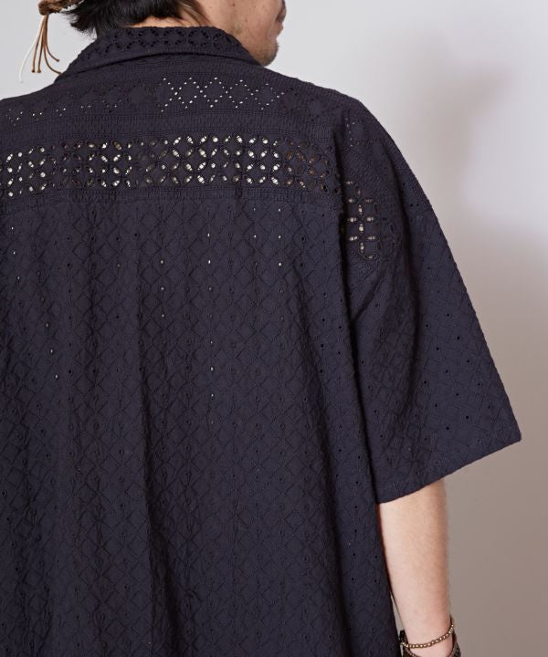 Schiffli & Lace Camp Collar Shirt