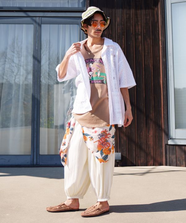 Schiffli & Lace Camp Collar Shirt