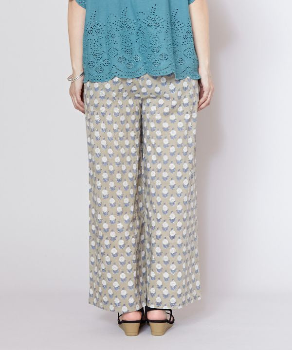 Block Print Cotton Straight Pants
