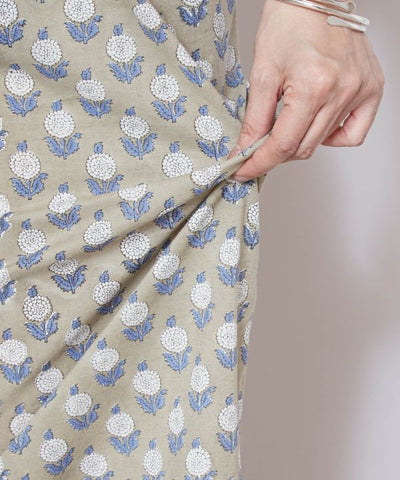 Block Print Cotton Straight Pants