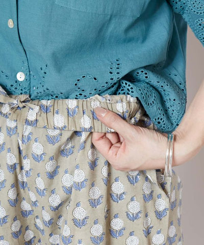 Block Print Cotton Straight Pants