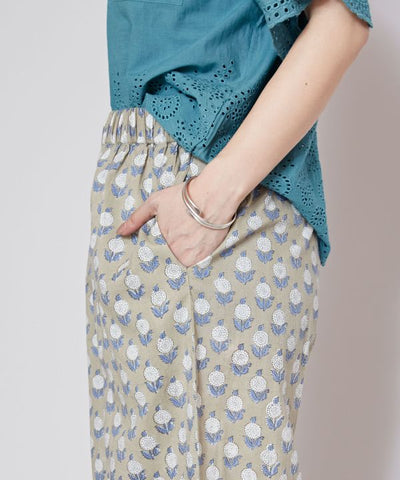 Block Print Cotton Straight Pants