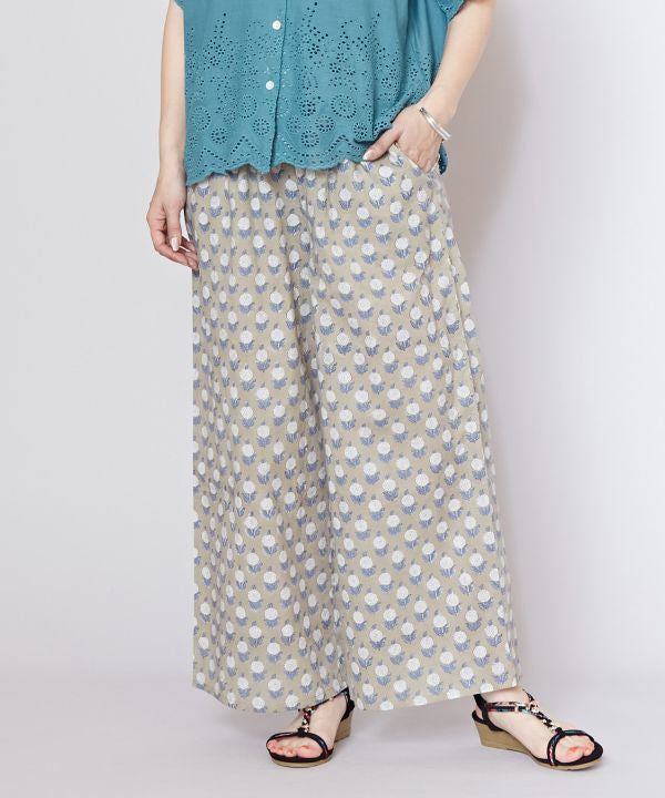 Pantalones rectos de algodón con estampado de bloques