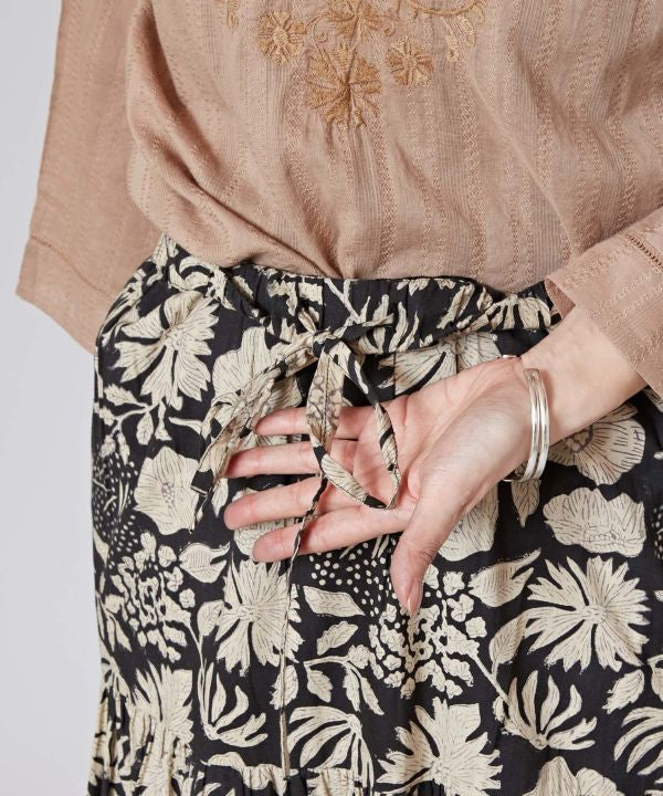 Block Print Cotton Tiered Skirt