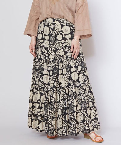 Block Print Cotton Tiered Skirt
