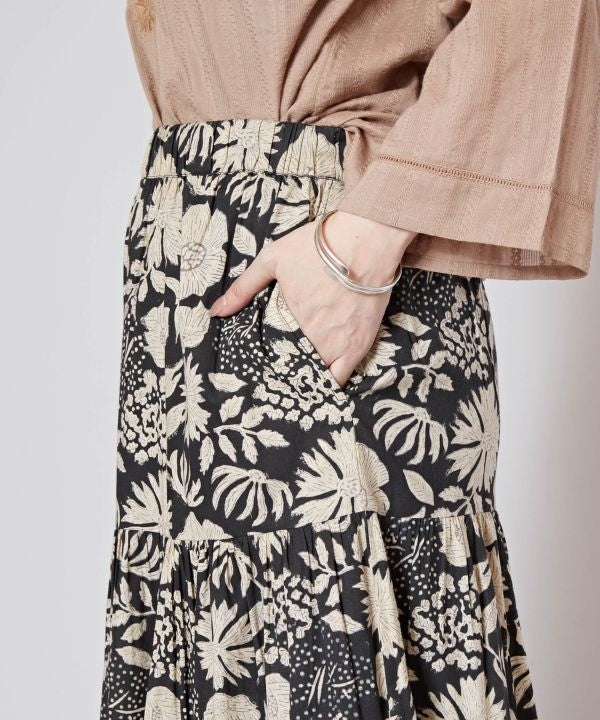 Block Print Cotton Tiered Skirt