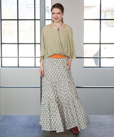 Block Print Cotton Tiered Skirt