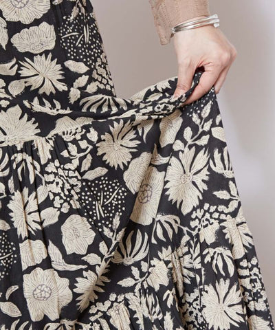 Block Print Cotton Tiered Skirt