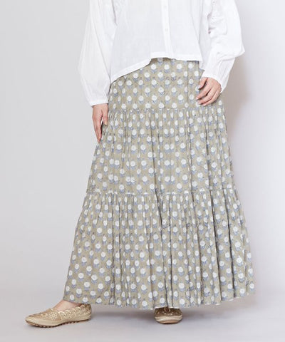 Block Print Cotton Tiered Skirt