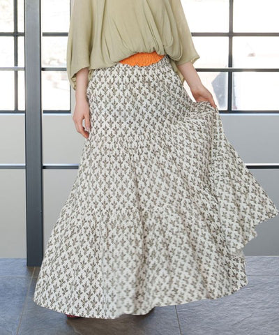 Block Print Cotton Tiered Skirt
