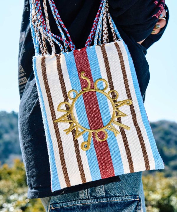 Woven Striped Shoulder Bag