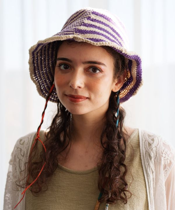 Striped Hand Crochet Hat