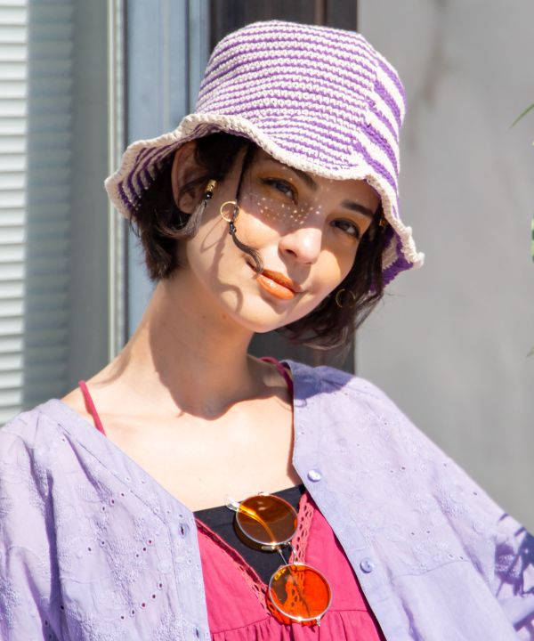 Striped Hand Crochet Hat