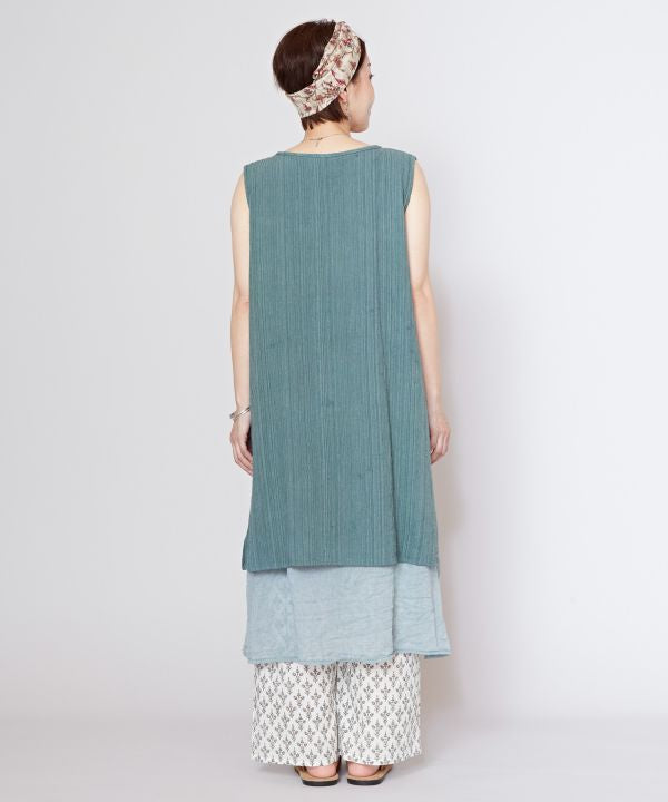 Layered Look Cotton Sleeveless Dress