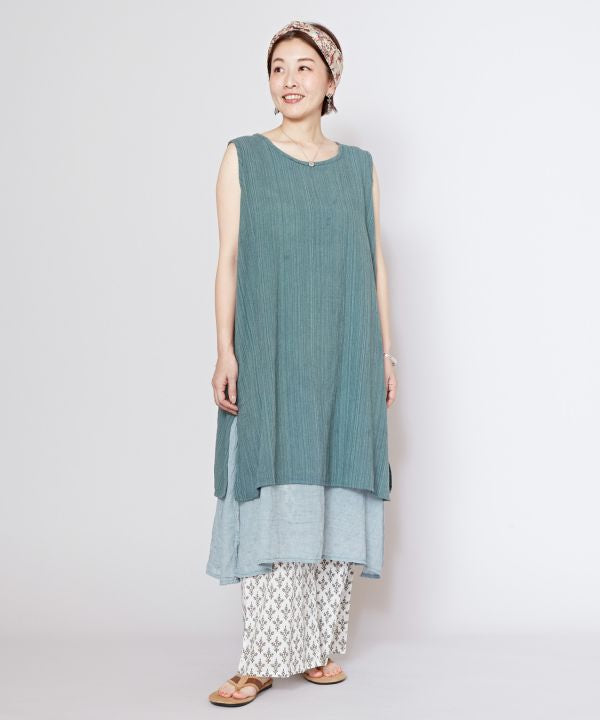 Layered Look Cotton Sleeveless Dress