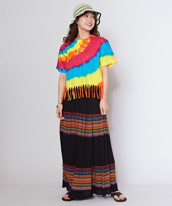 Tie Dye Fringe Hem Tee