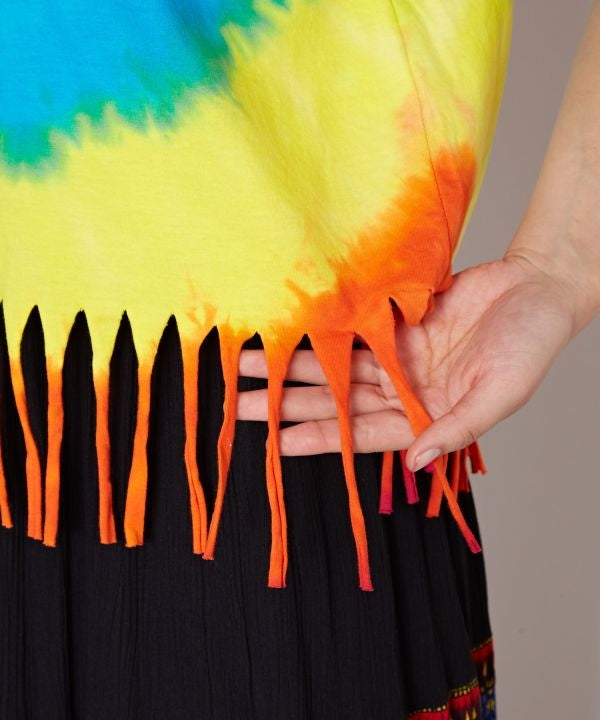 Tie Dye Fringe Hem Tee