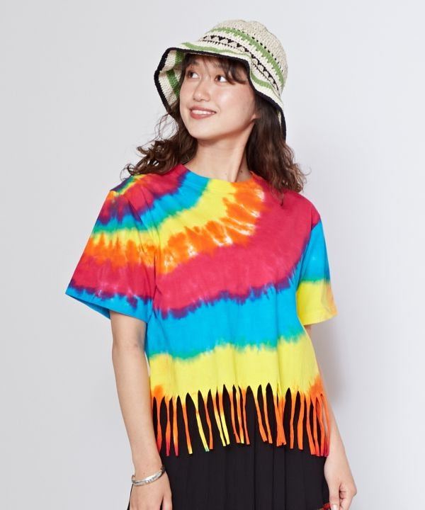 Tie Dye Fringe Hem Tee