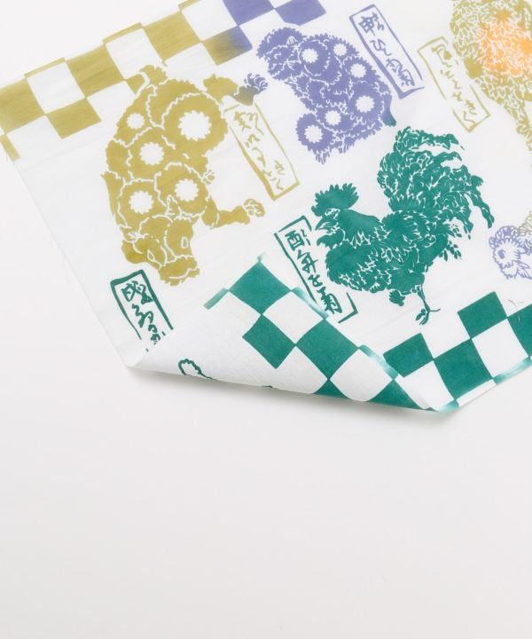 Tenugui Towel - よきことを菊の十二支