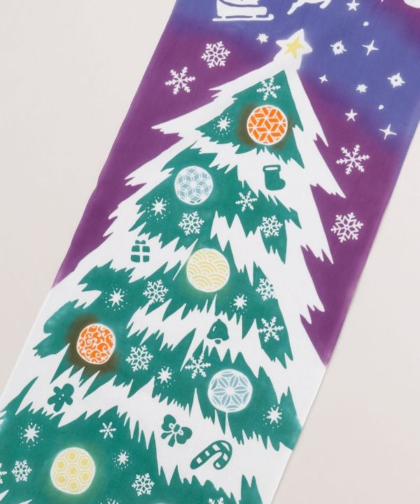 Tenugui Towel - Starry Night and Christmas Tree