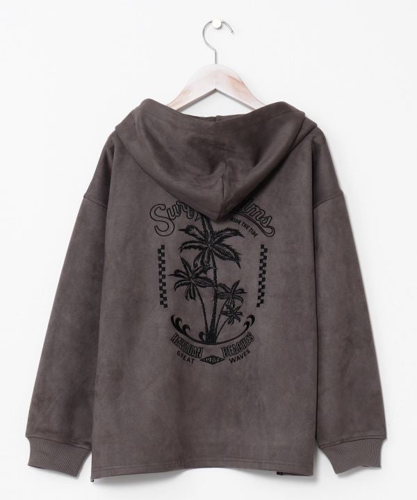 SURF＆Palms Soft Faux Suede Hoodie