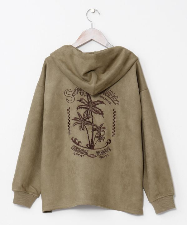 SURF＆Palms Soft Faux Suede Hoodie