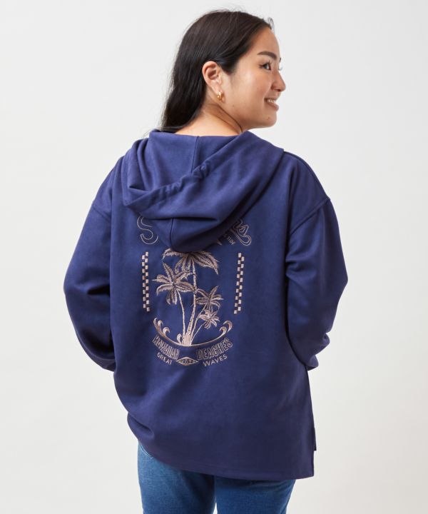 SURF＆Palms Soft Faux Suede Hoodie