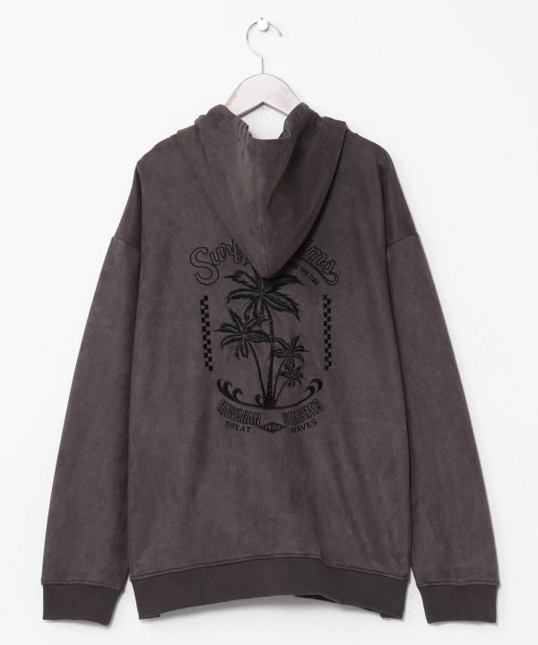 SURF＆Palms Men's Soft Faux Suede Hoodie