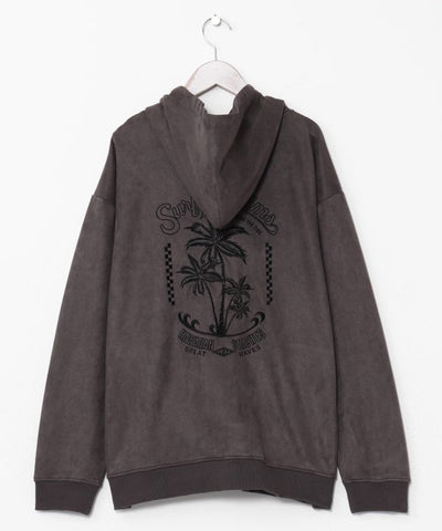 SURF＆Palms Men's Soft Faux Suede Hoodie