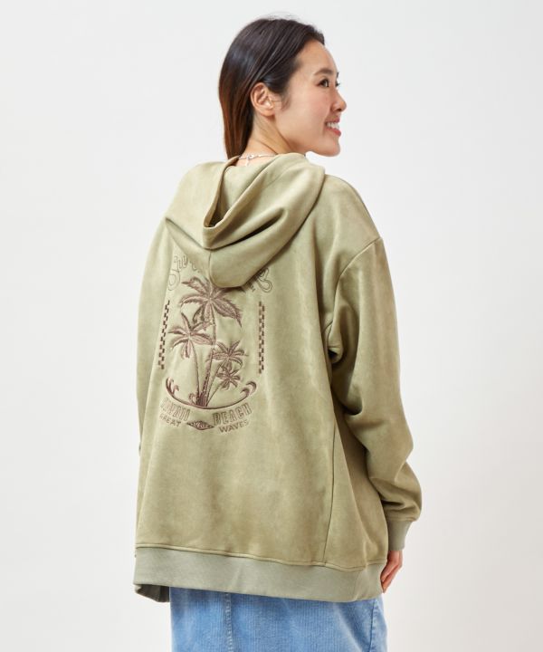 SURF＆Palms Men's Soft Faux Suede Hoodie