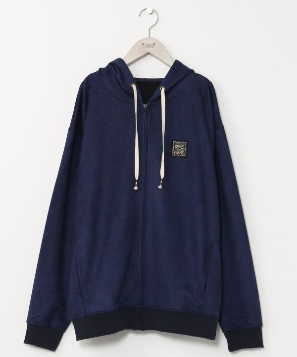 SURF＆Palms Men's Soft Faux Suede Zip Up Hoodie