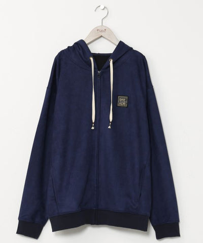 SURF＆Palms Men's Soft Faux Suede Zip Up Hoodie