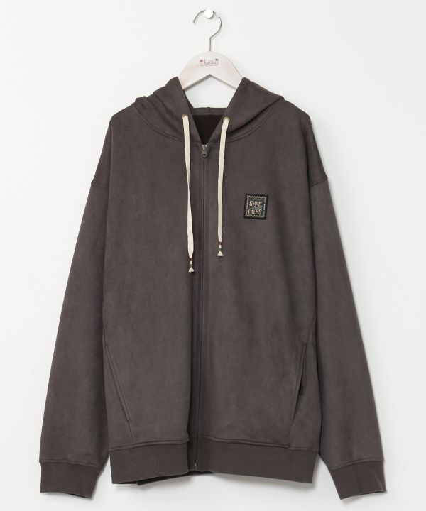 SURF＆Palms Men's Soft Faux Suede Zip Up Hoodie