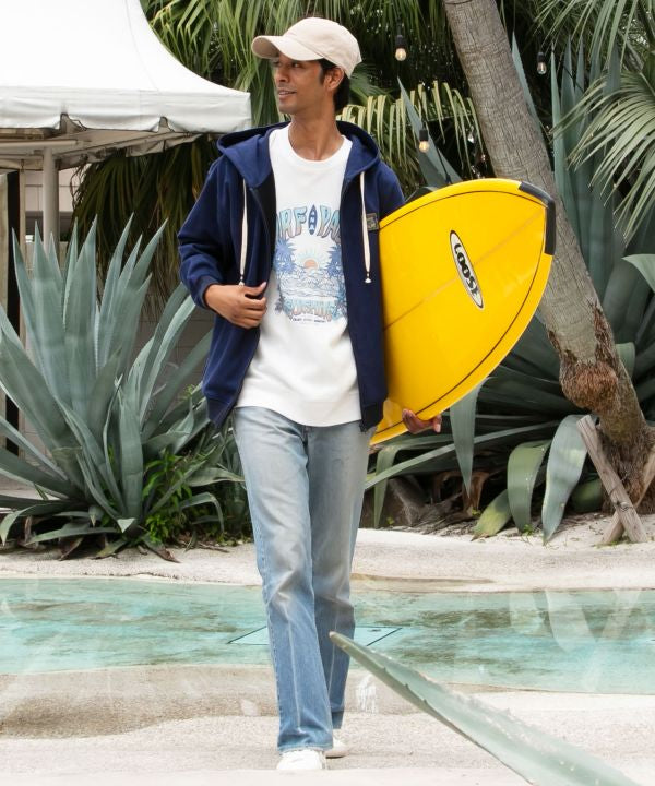 SURF＆Palms Men's Soft Faux Suede Zip Up Hoodie