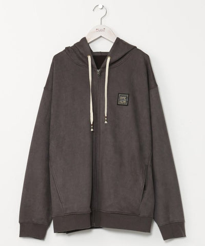 SURF＆Palms Men's Soft Faux Suede Zip Up Hoodie