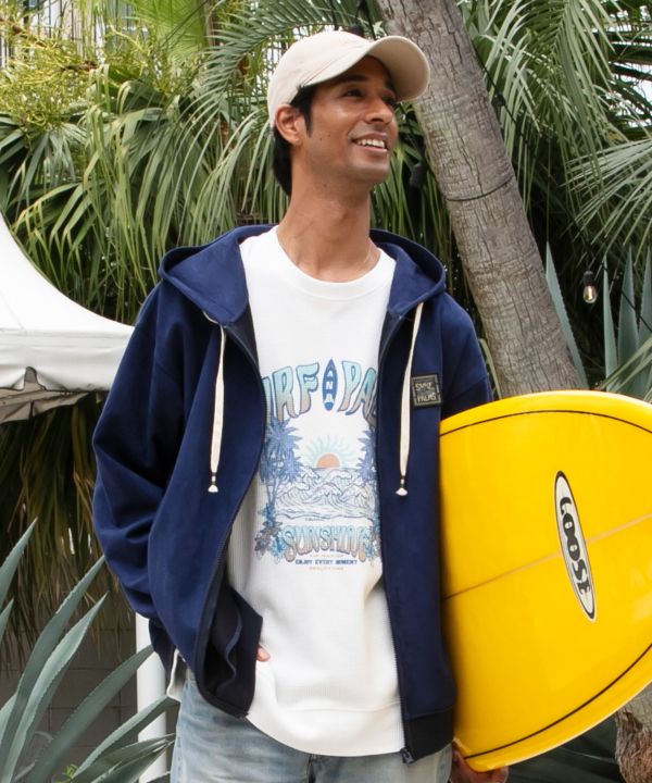 SURF＆Palms Men's Soft Faux Suede Zip Up Hoodie