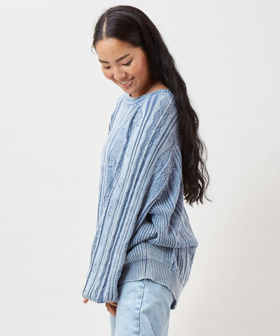 Tribal Pattern Washed Knit Pullover