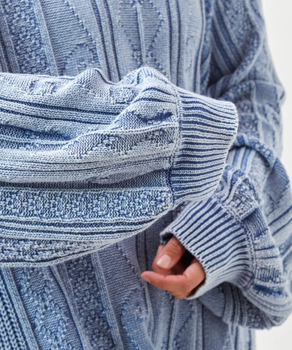 Tribal Pattern Washed Knit Pullover