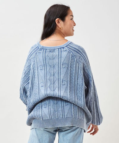 Tribal Pattern Washed Knit Pullover