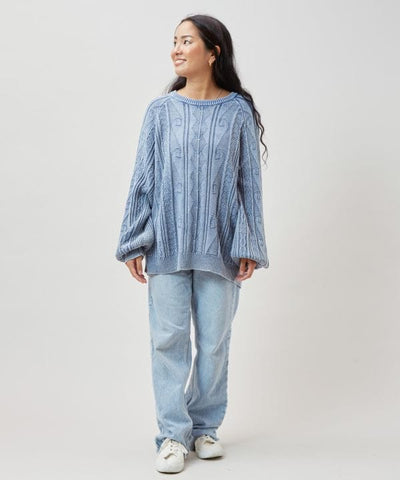 Tribal Pattern Washed Knit Pullover