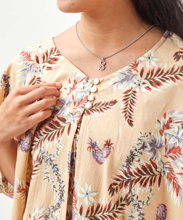 Botanical Pineapple Cape Dress