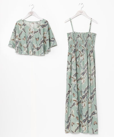 Botanical Pineapple Cape Dress